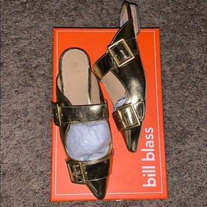 Bill Blass Sylvie Slide Gold Foil Shoe